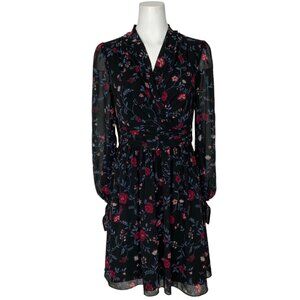 gal meets glam long sleeve dress Women's Gal Meets Glam Collection Skylar Flocked Chiffon Long Sleeve Dress, Size 6